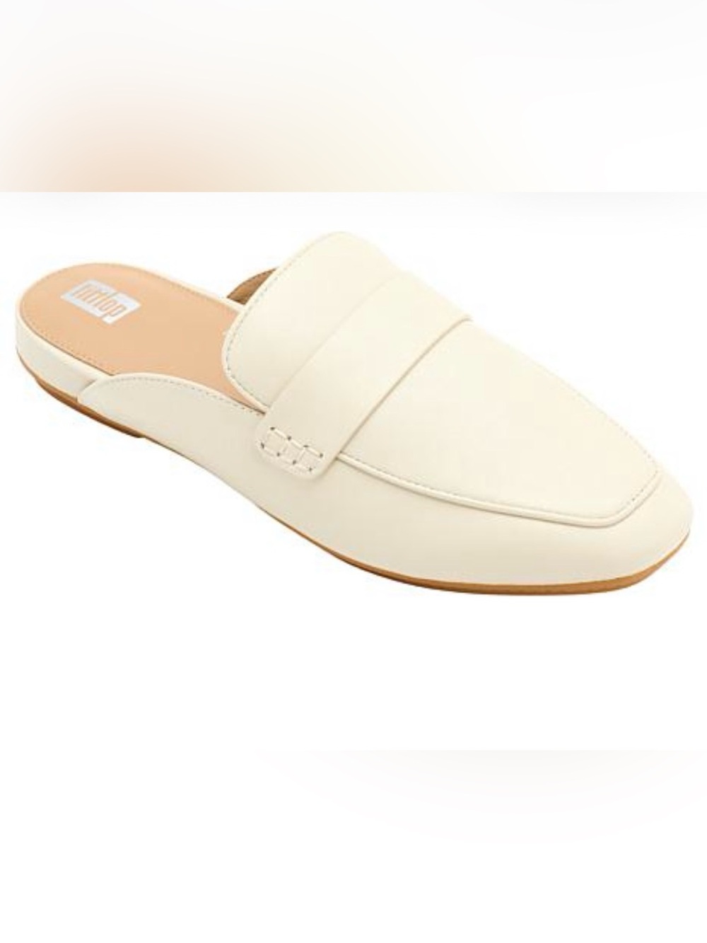 Fitflop Paris beige leather mule/loafer. Size 8. NIB.
